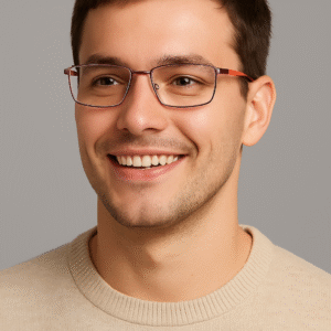 Stylish pink metal rectangular eyeglasses with orange temple tips, ideal for fashion and vision enhancement." . Available at website - www.spexovision.com