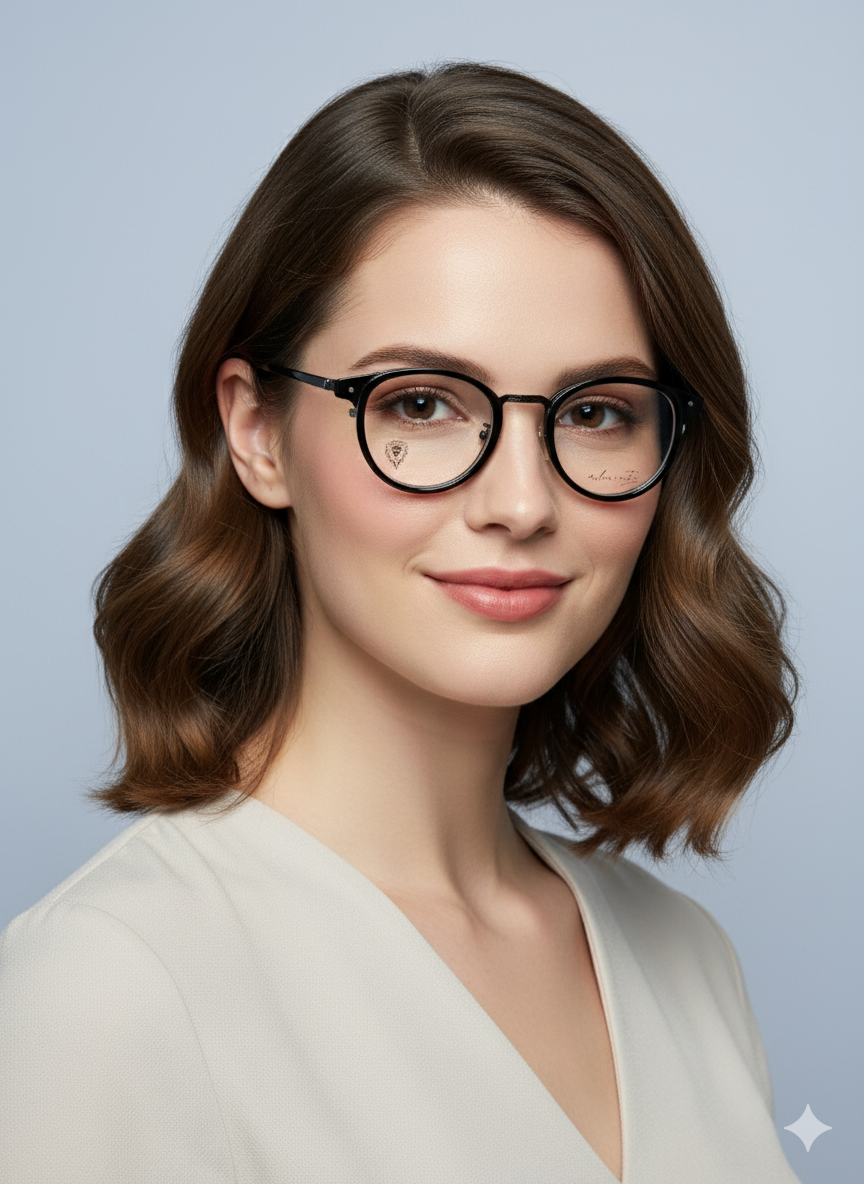 Black Round Metal Eyeglasses – Stylish and Trendy | Spexovision.com Black round eyeglasses with transparent lenses and metal bridge, displayed on a soft gradient background. Available at www.spexovision.com