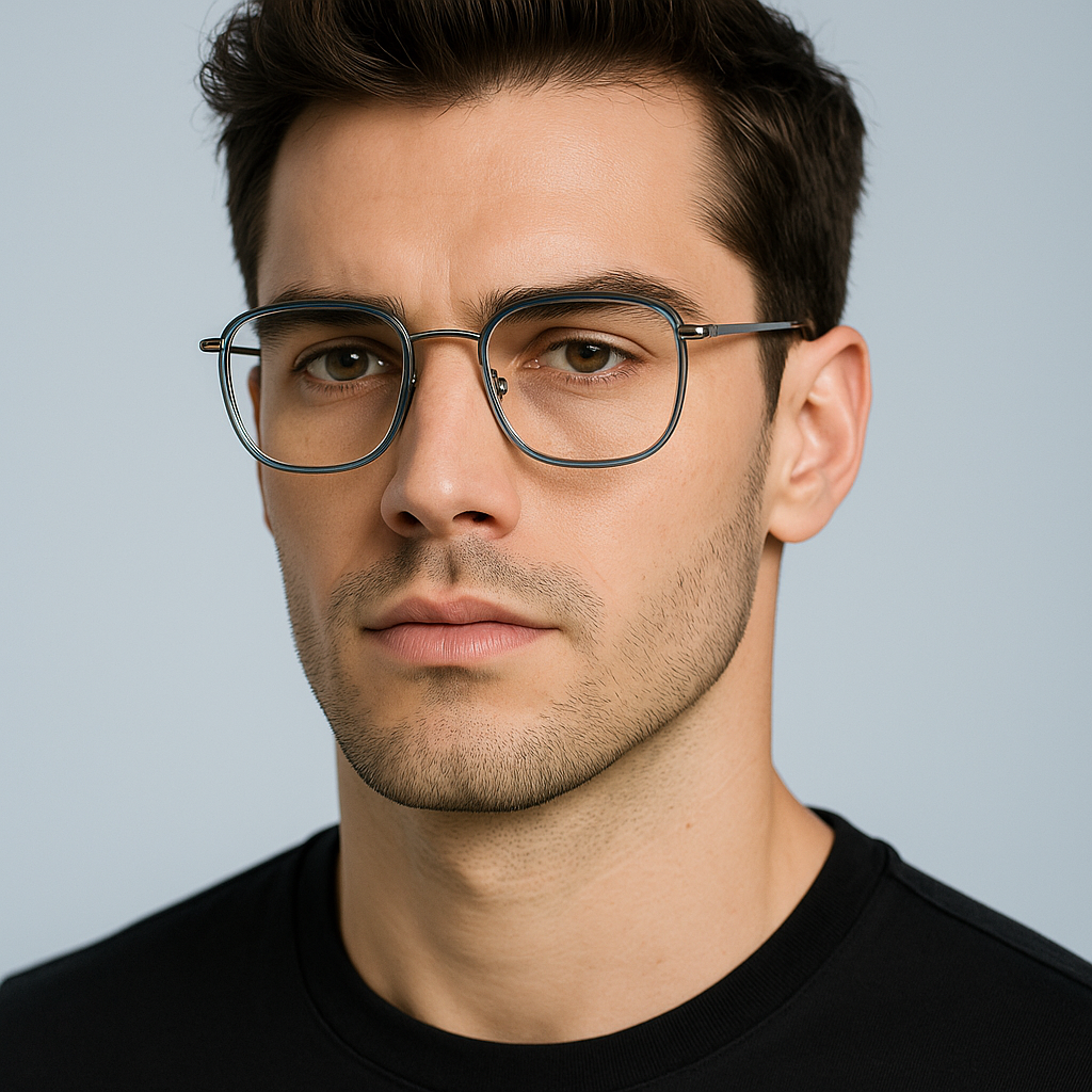 Miles Carter Eyeglasses Titanium Transparent Full Rim Square at spexovision.com